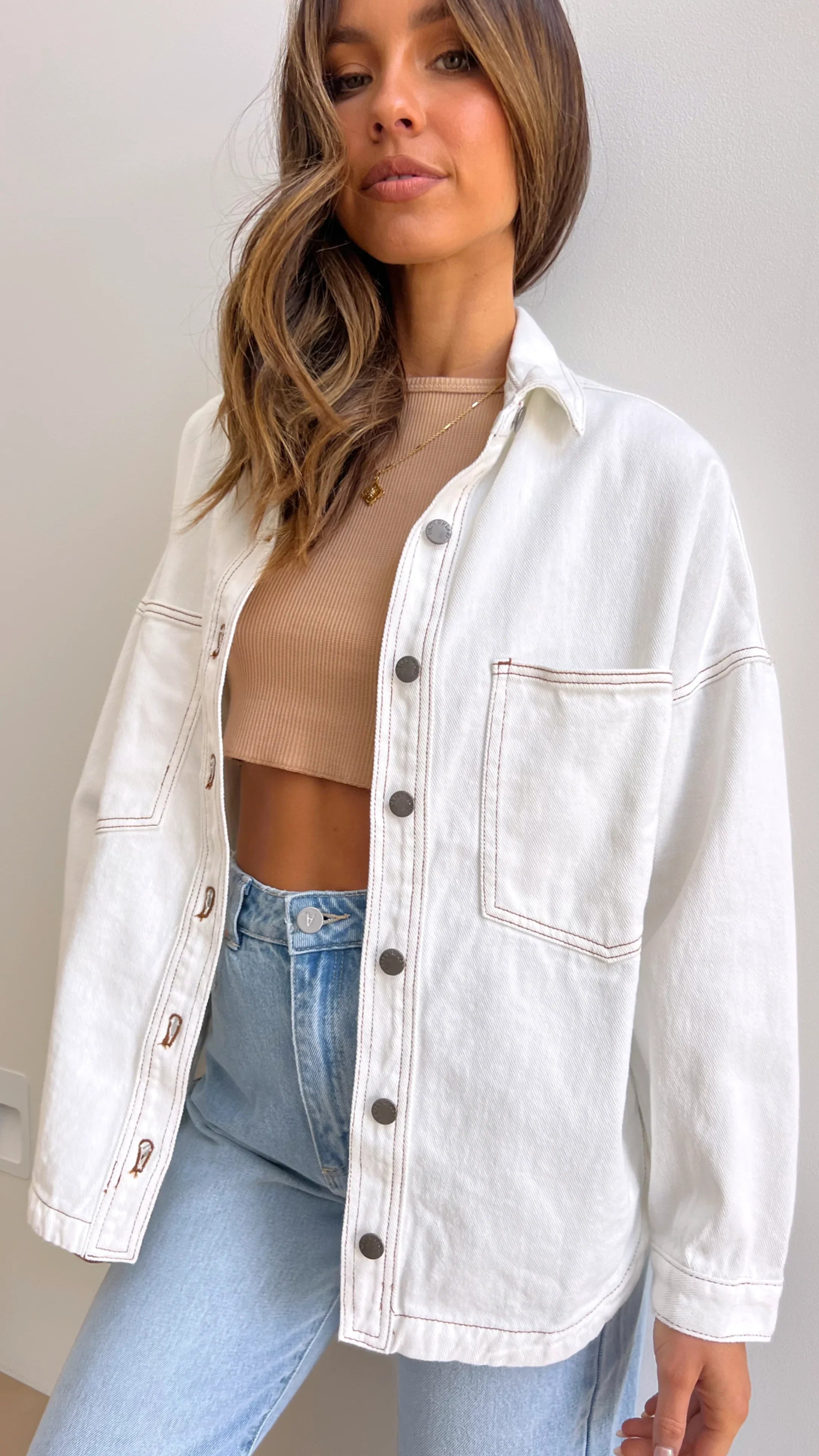 Ensley Denim Jacket White