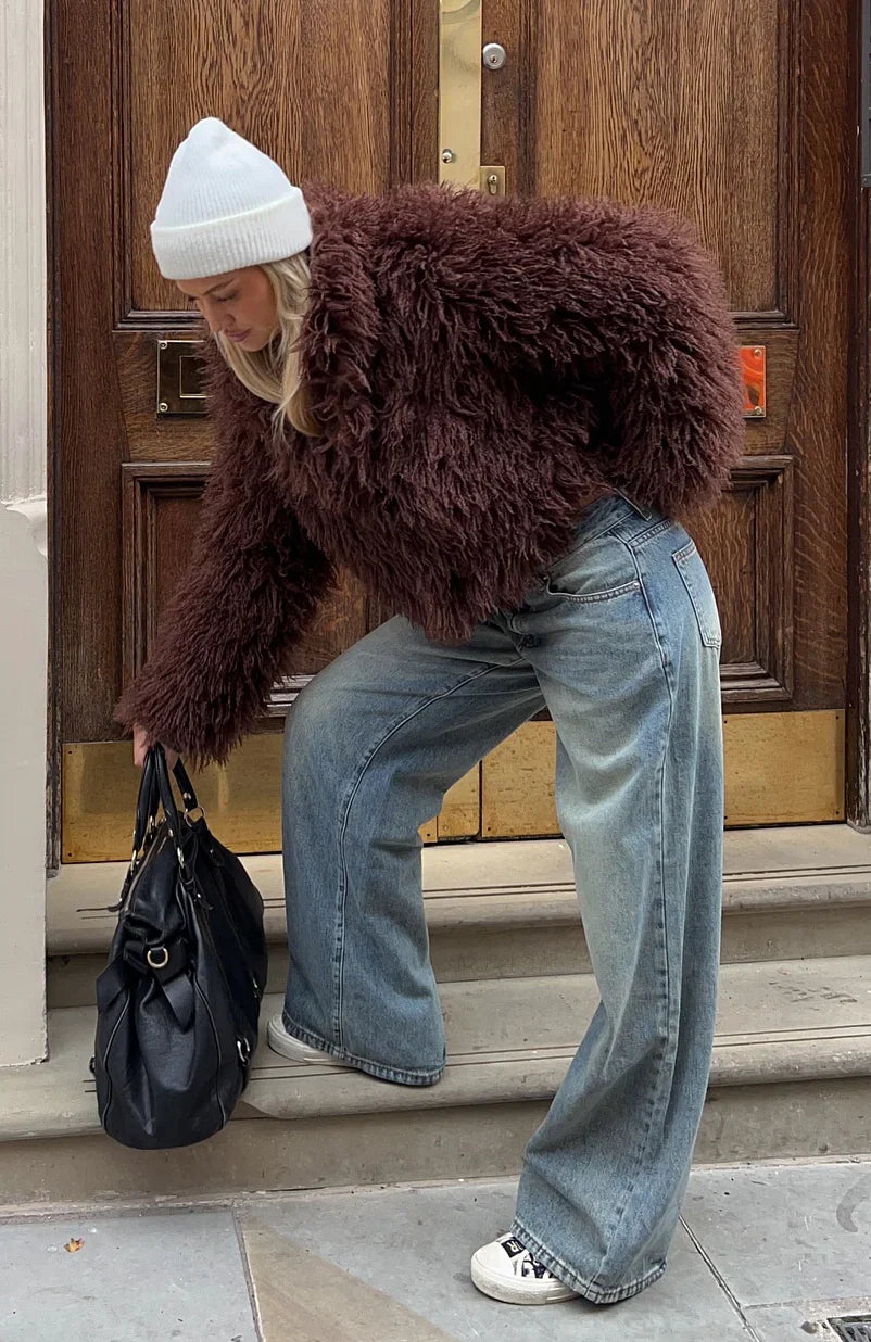 Weekend Away Faux Fur Jacket Chocolate