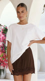 Davonne Lace Mini Skirt Chocolate