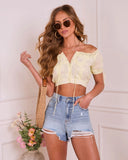 Benetta Peasant Puff Sleeve Cotton Crop Top