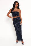 Glissy Sequin Skirt Set Navy
