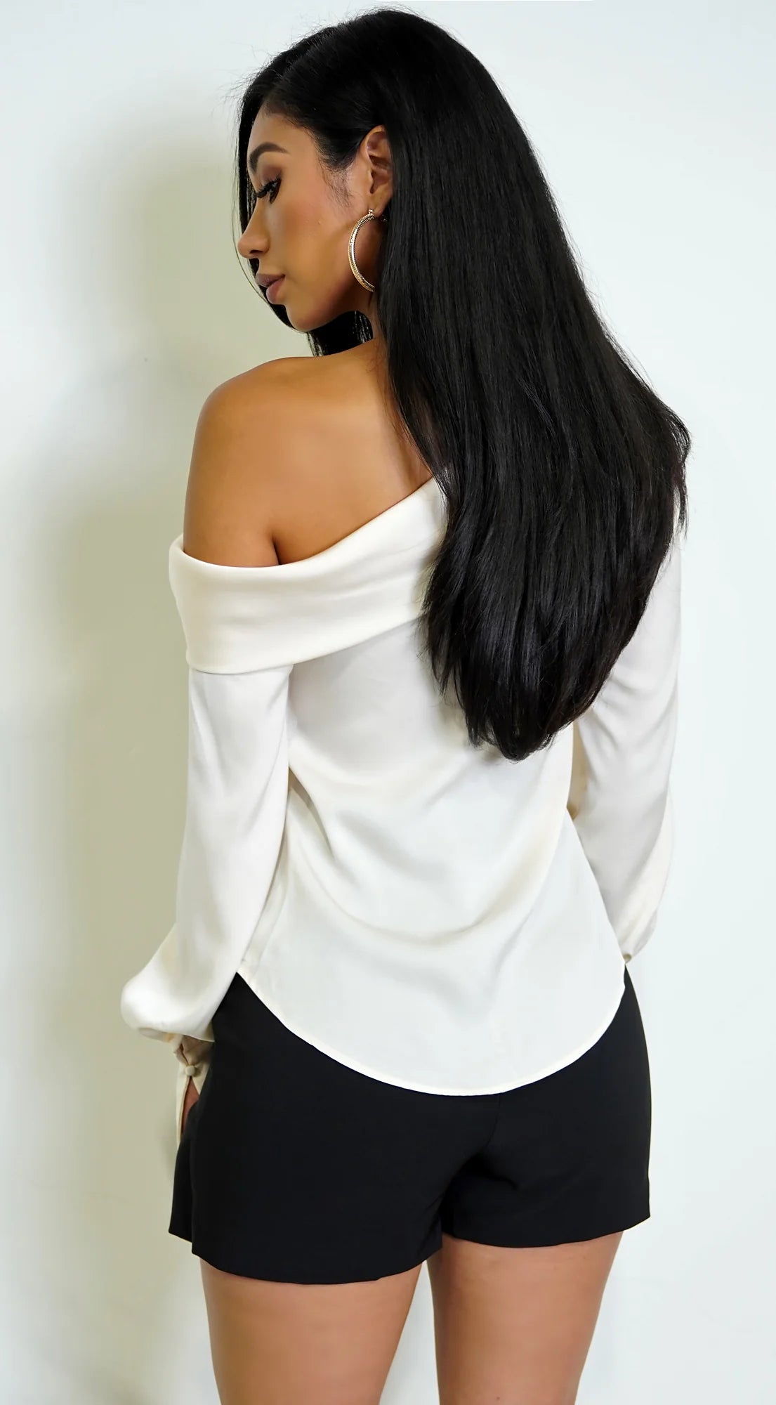 Taylor One Shoulder Satin Top Cream