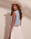 Canyon Drift Denim Front Tie Top