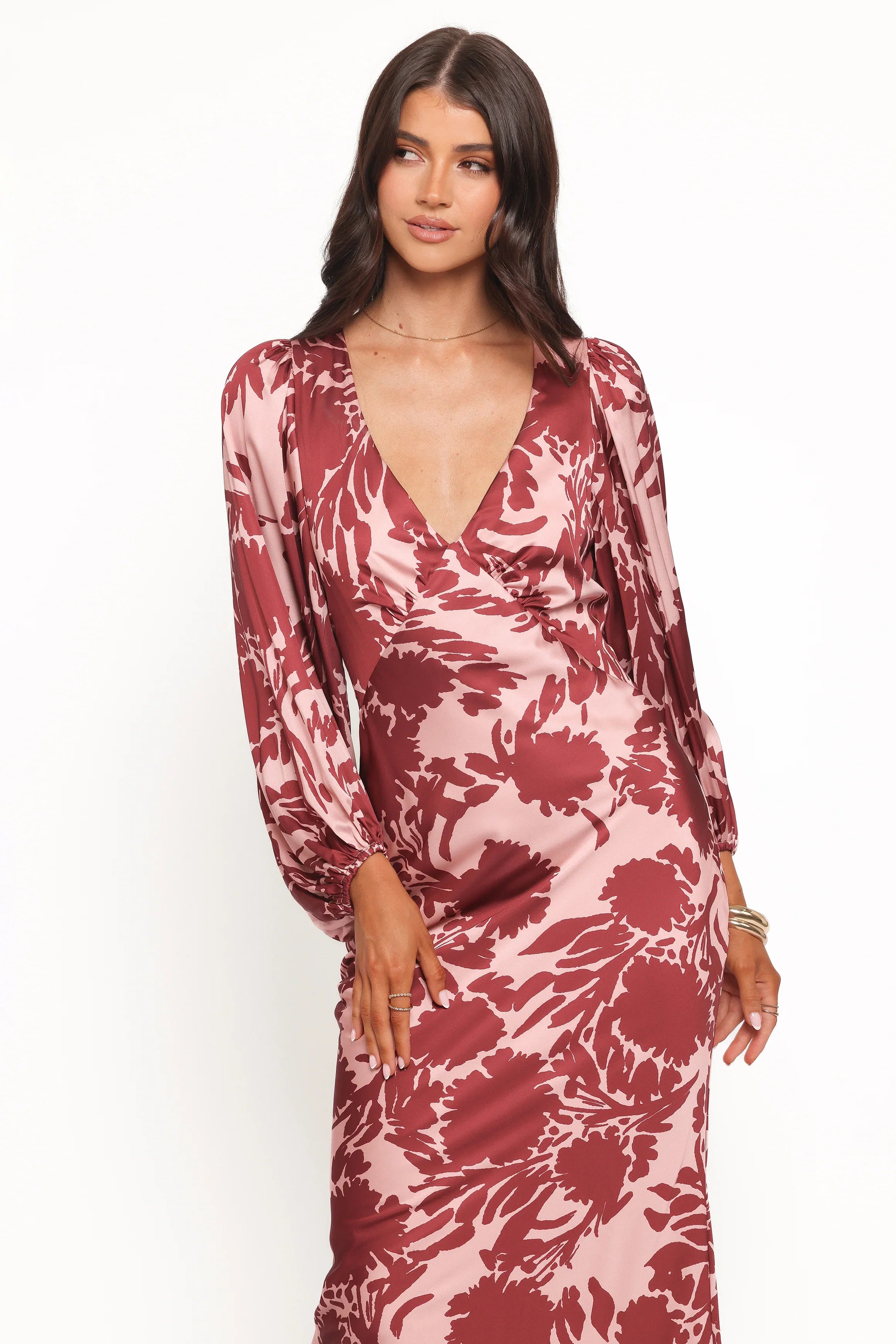 Varly Long Sleeve Dress Pale Burgundy