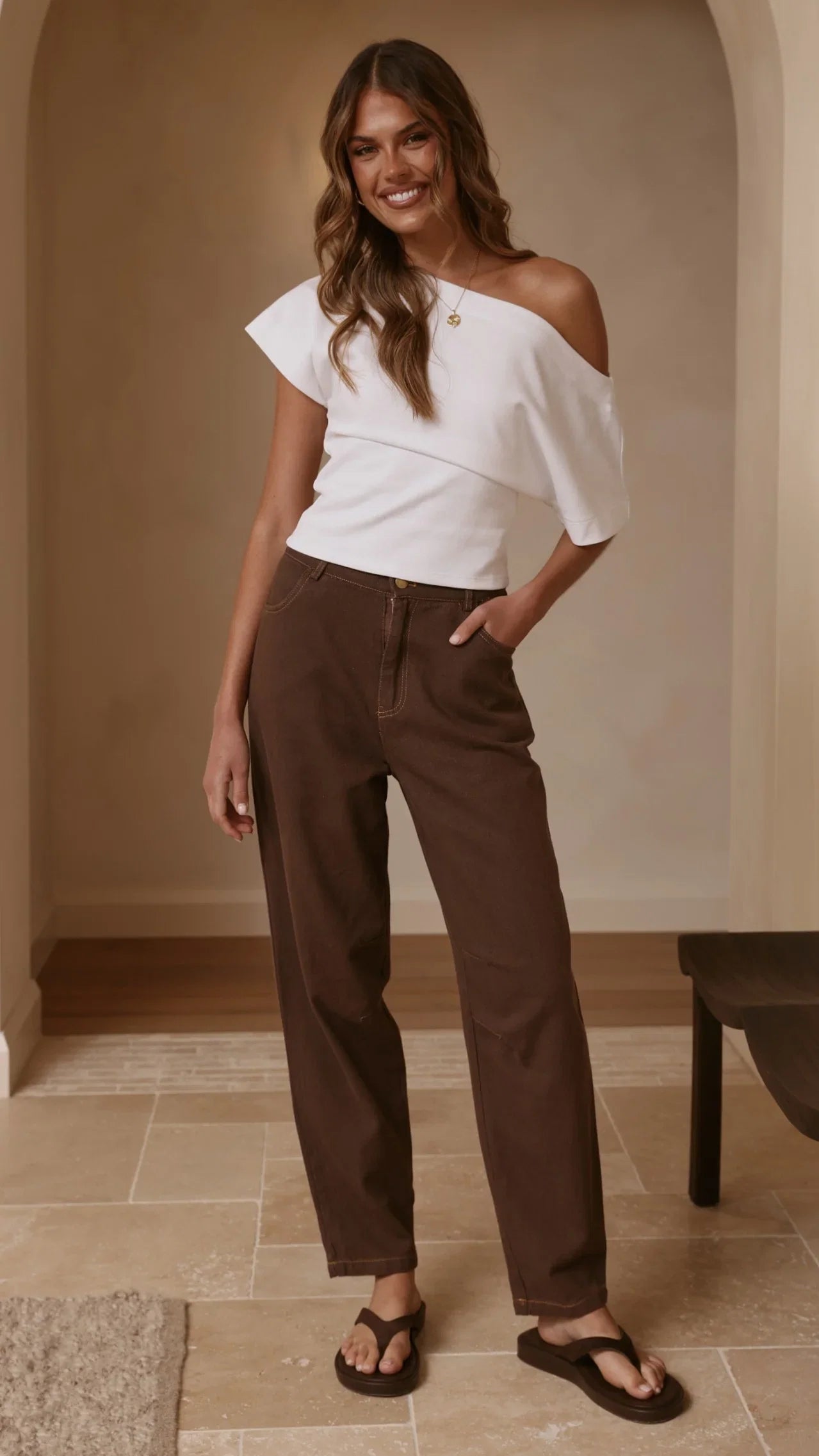 Cleora Barrel Jeans Chocolate