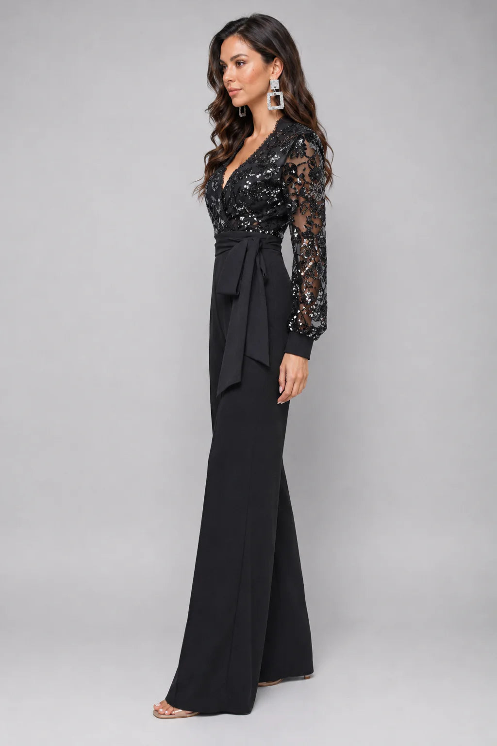 Eve Sequin Jumpsuit Black