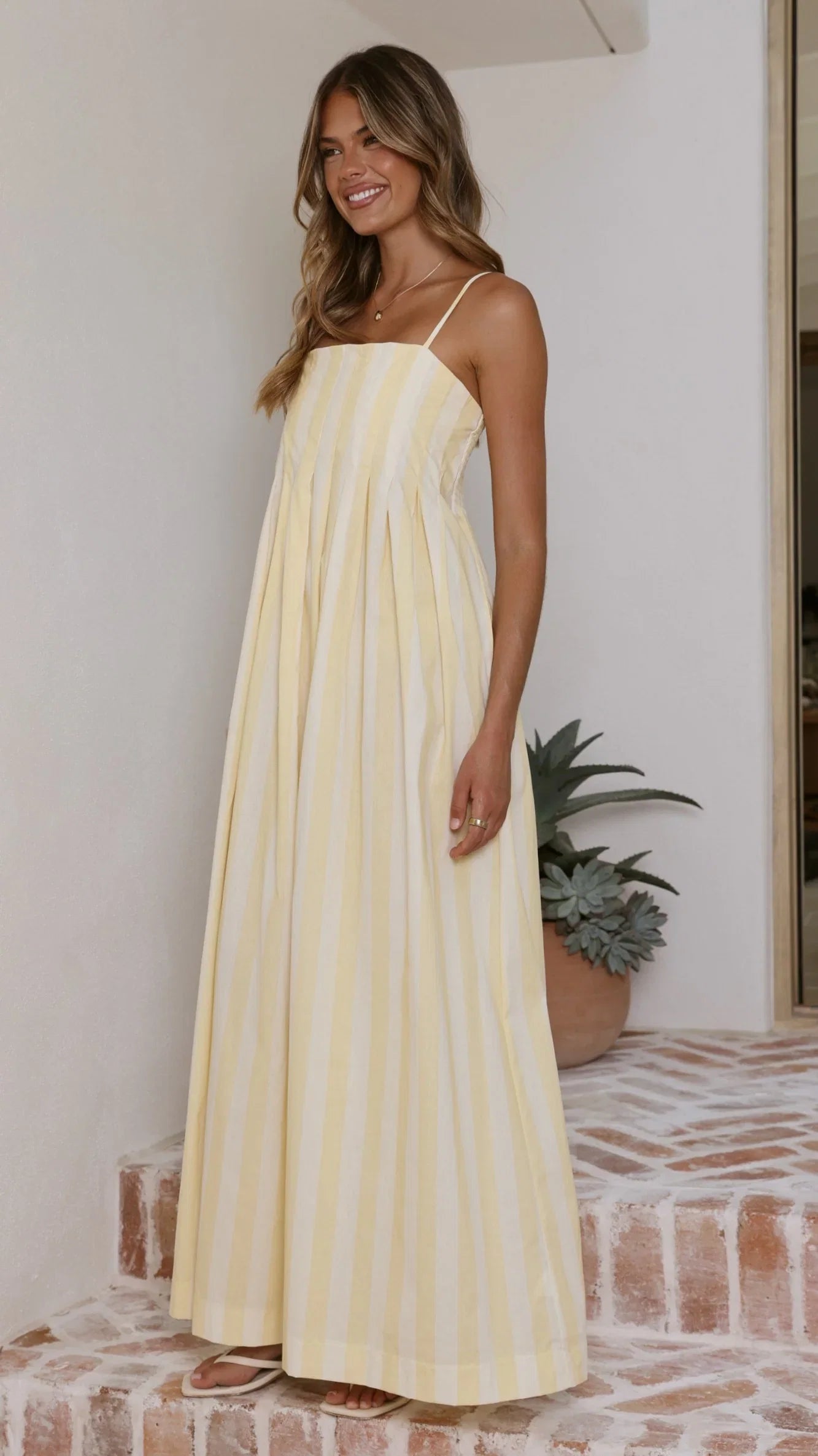 Pippa Maxi Dress Yellow Stripe