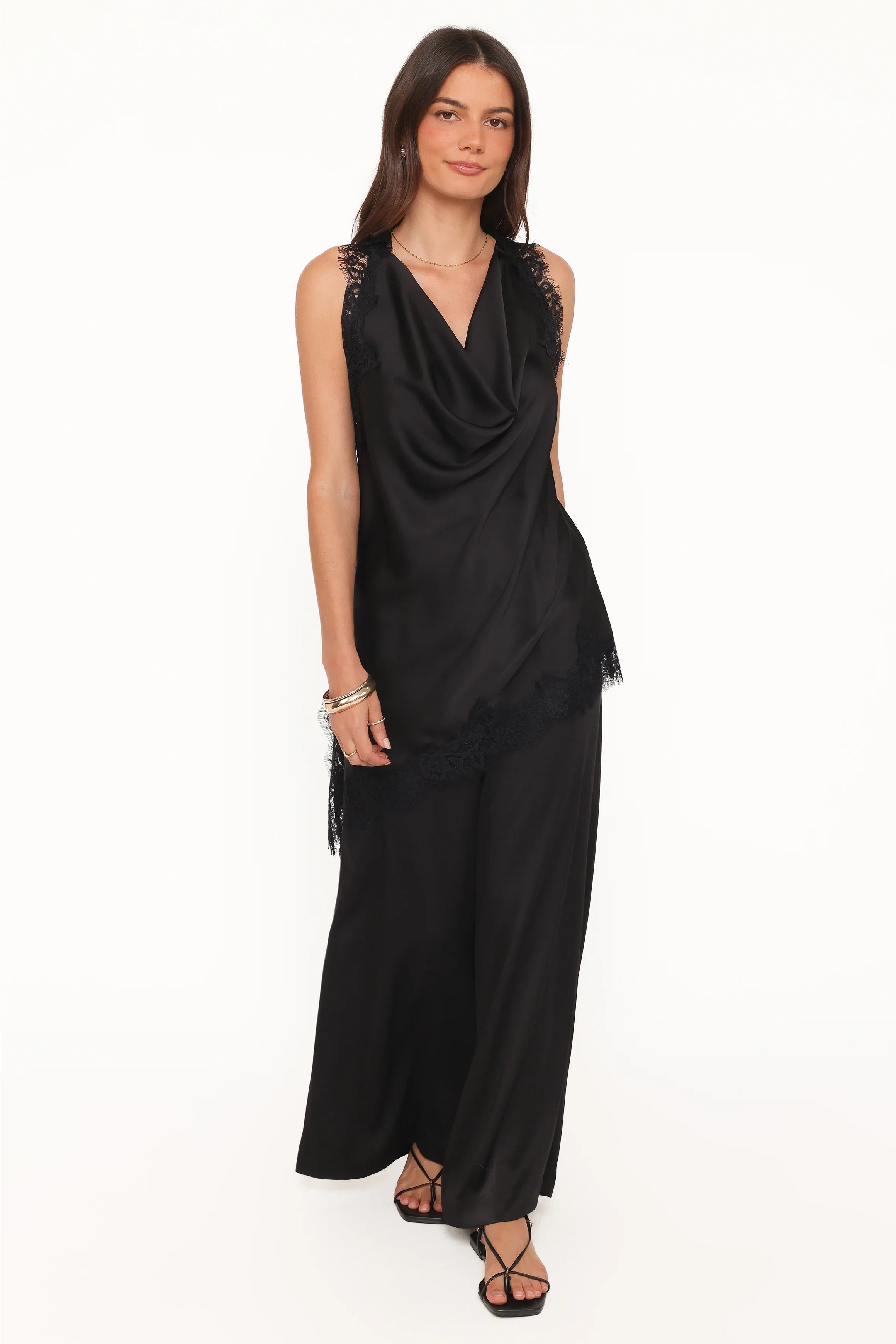 Clara Asymmetrical Lace Top Black