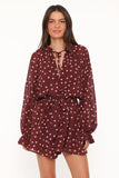 Michelle Romper Burgundy Polka Dot