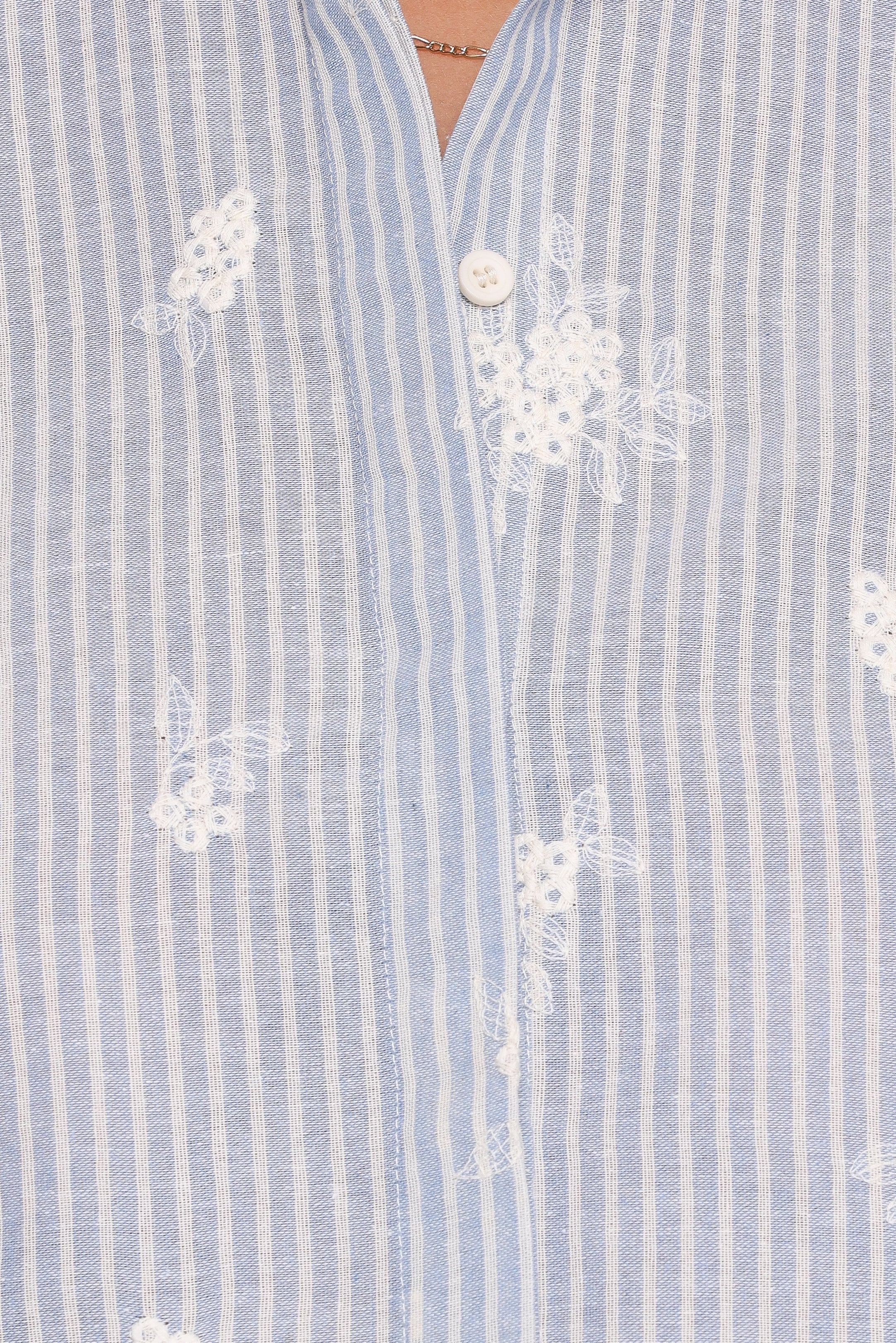 Floriana Tie Sleeve Shirt Blue Stripe