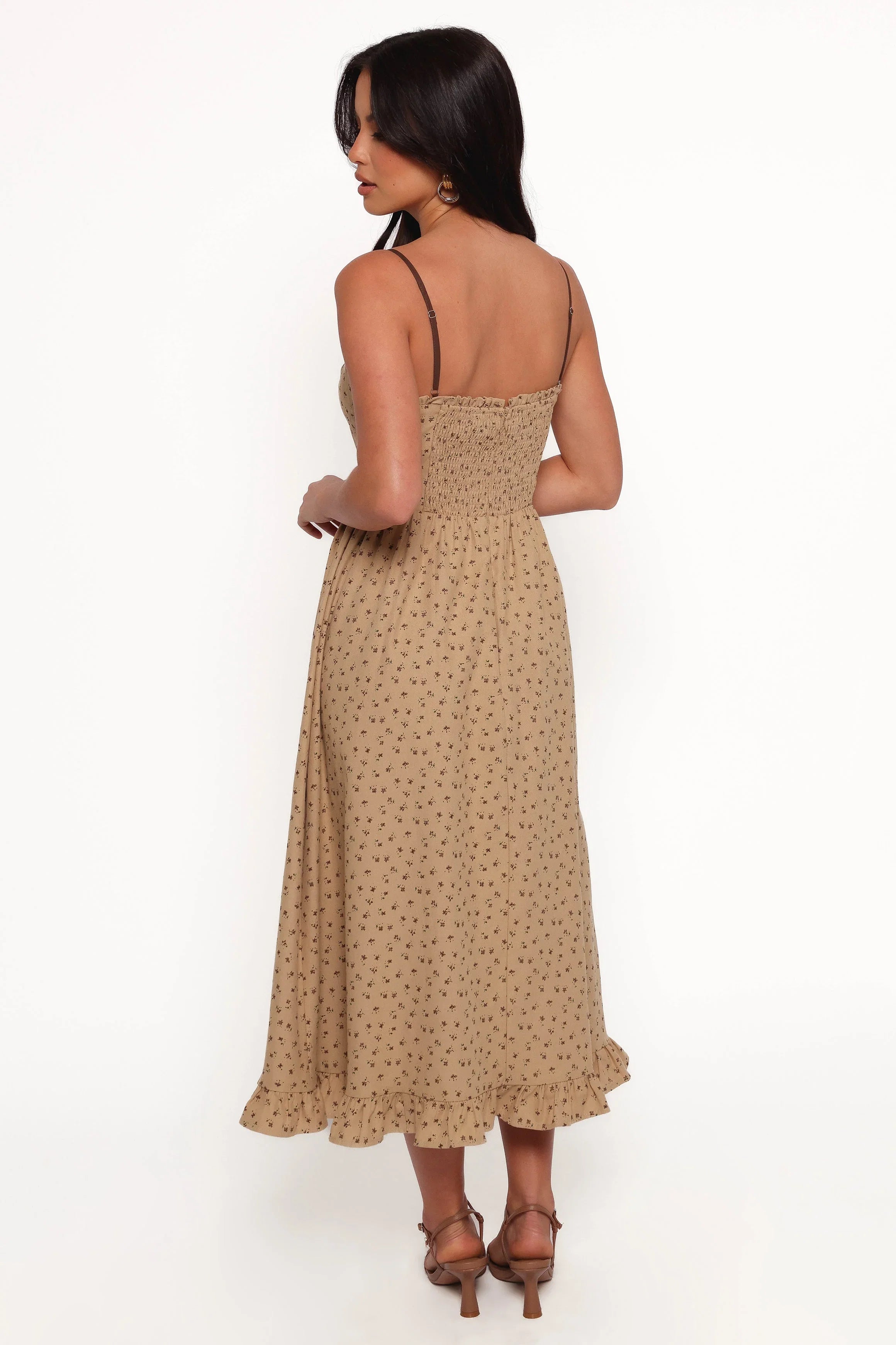 Robbins Midi Dress Beige Brown