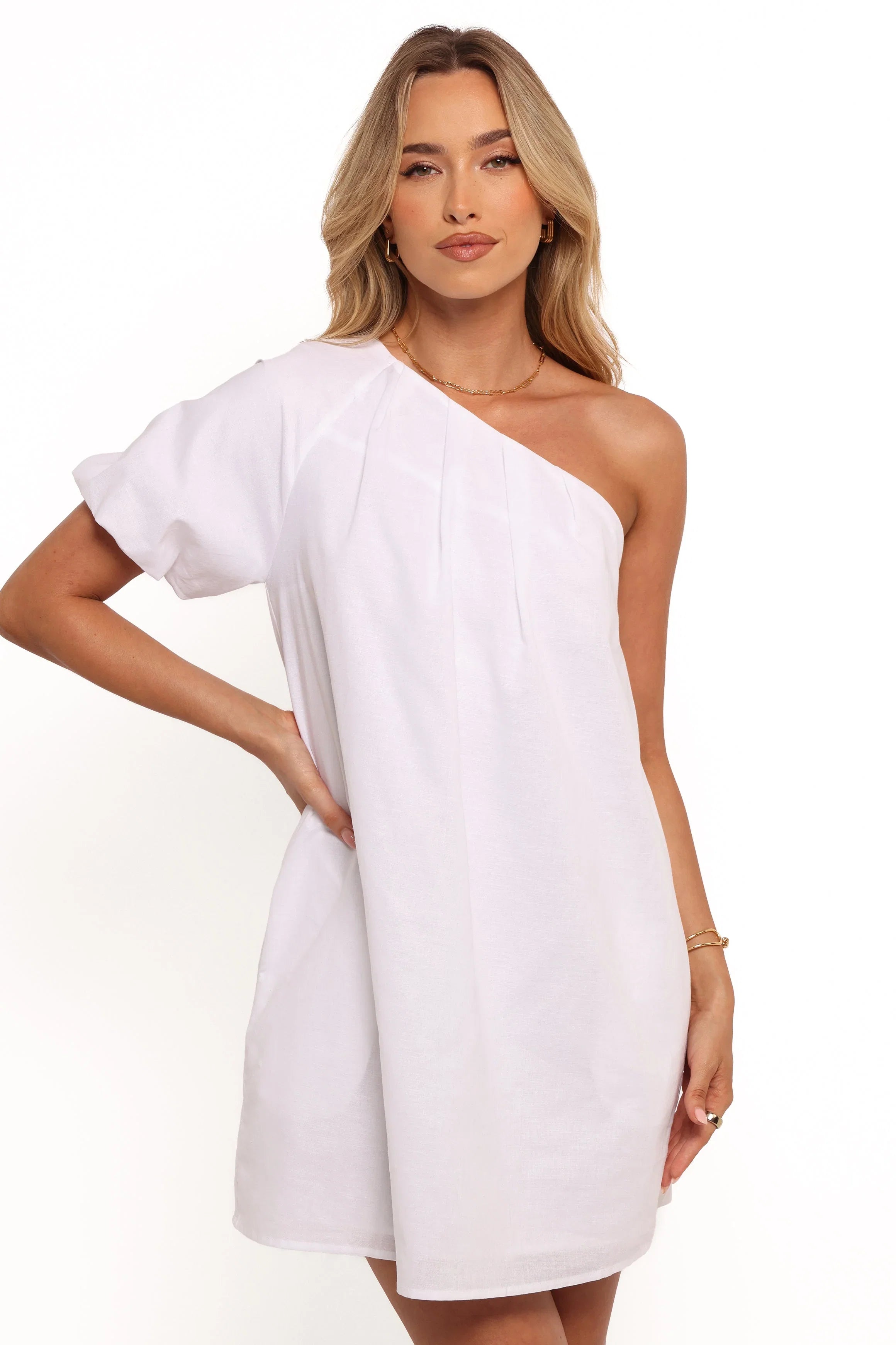 Dylan One Shoulder Mini Dress White