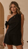 Zahavah Off Shoulder Top and Shorts Set Black