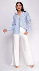 Drew Crinkle Wide Leg Pants White