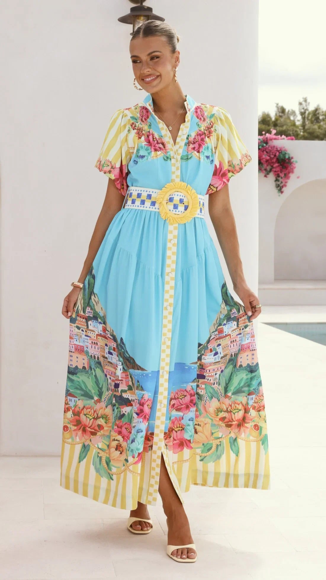 Bloom Maxi Dress Positano Blue