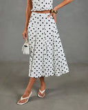 Spotted Dream Polka Dot Linen Blend Midi Skirt