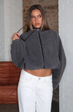 Calm Before The Storm Zip Front Fleece Sweater Charcoal