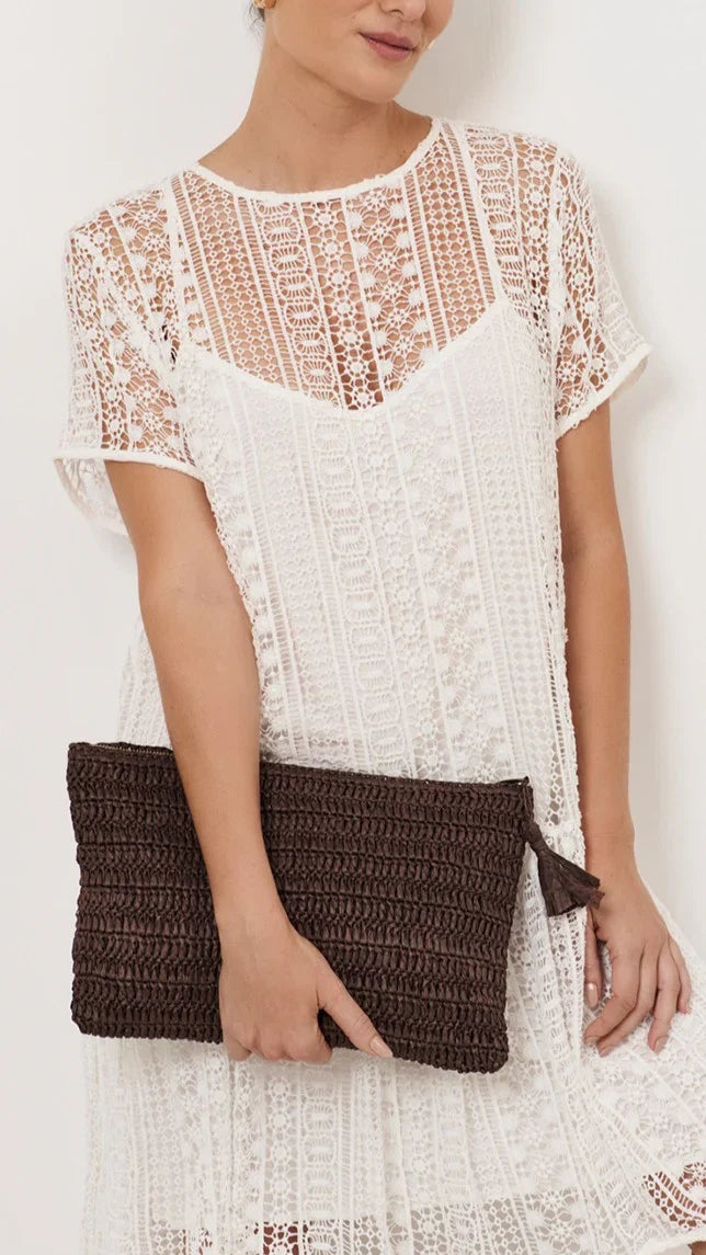Paper Weave Large Pouch Chocolate