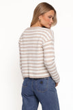 Dean Striped Cardigan White Beige