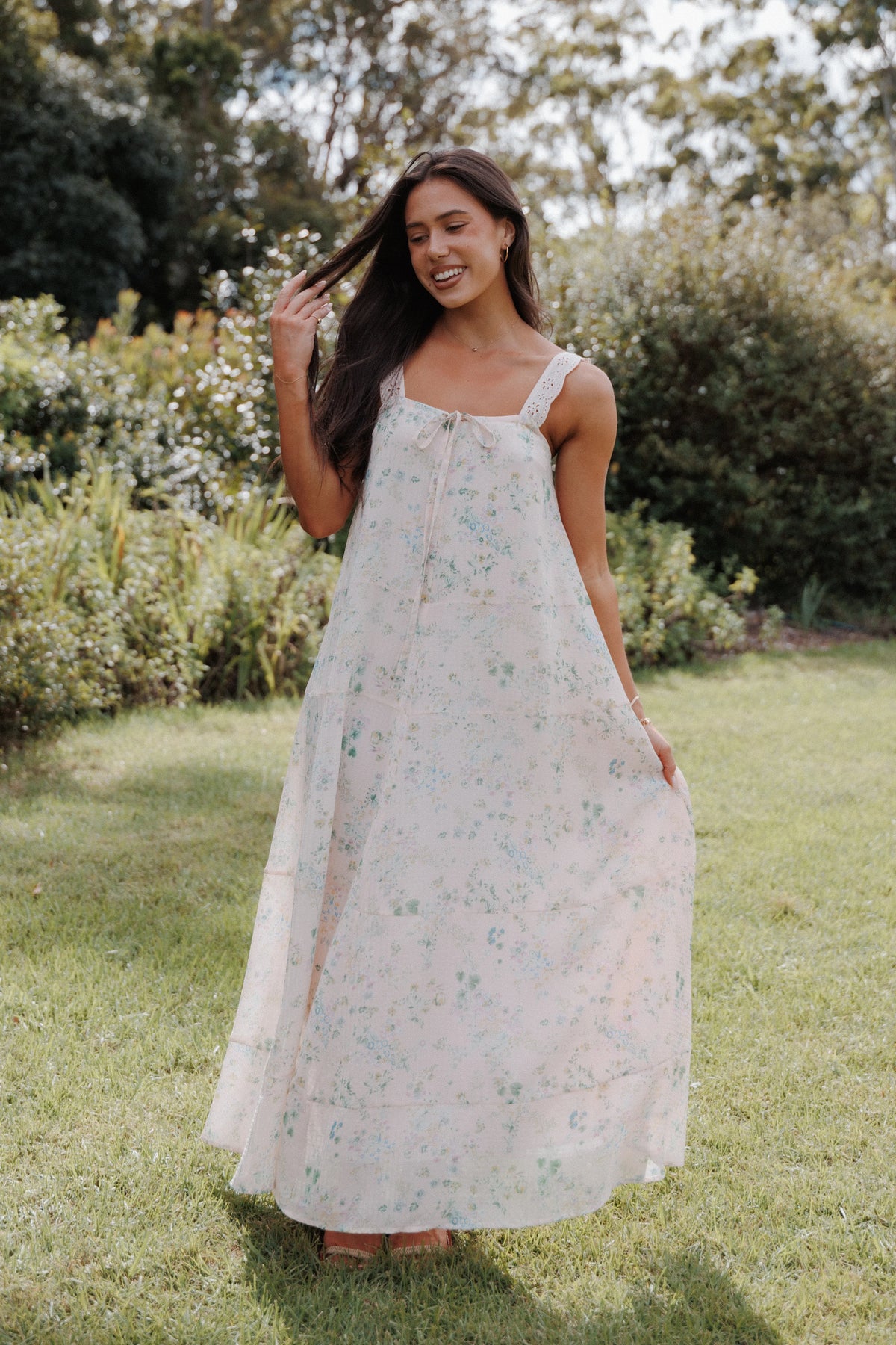Caroline Maxi Dress Pastel Pink Floral