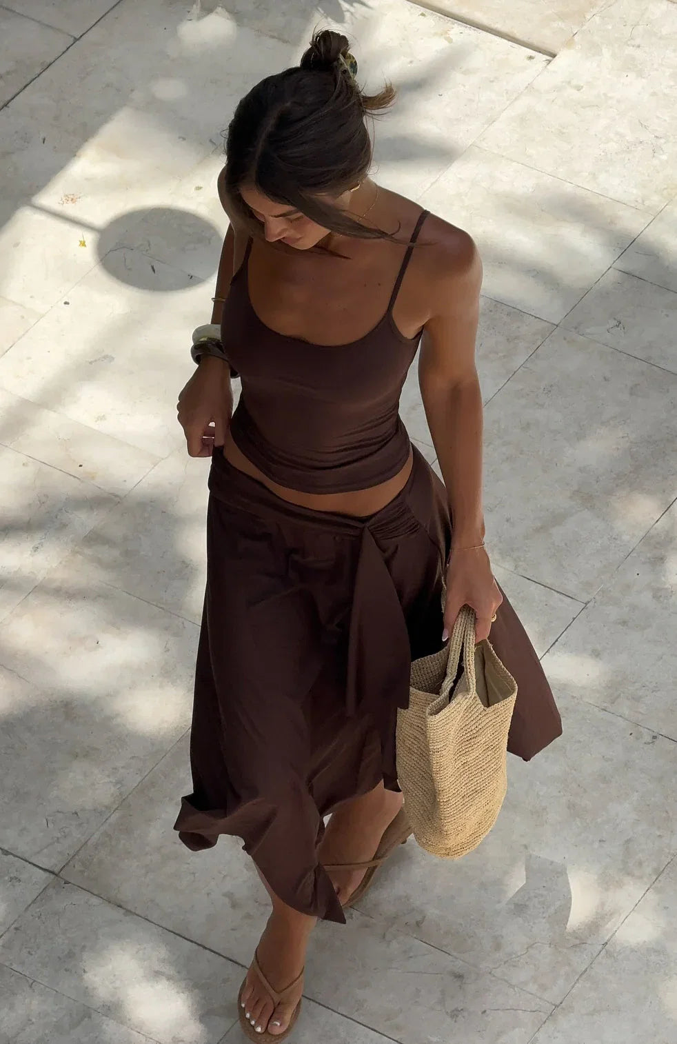 Free All Night Midi Skirt Chocolate