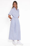 Morrison Short Sleeve Shirt Dress Blue Brown Stripe