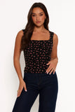 Katya Square Neck Top Rosette Ditsy