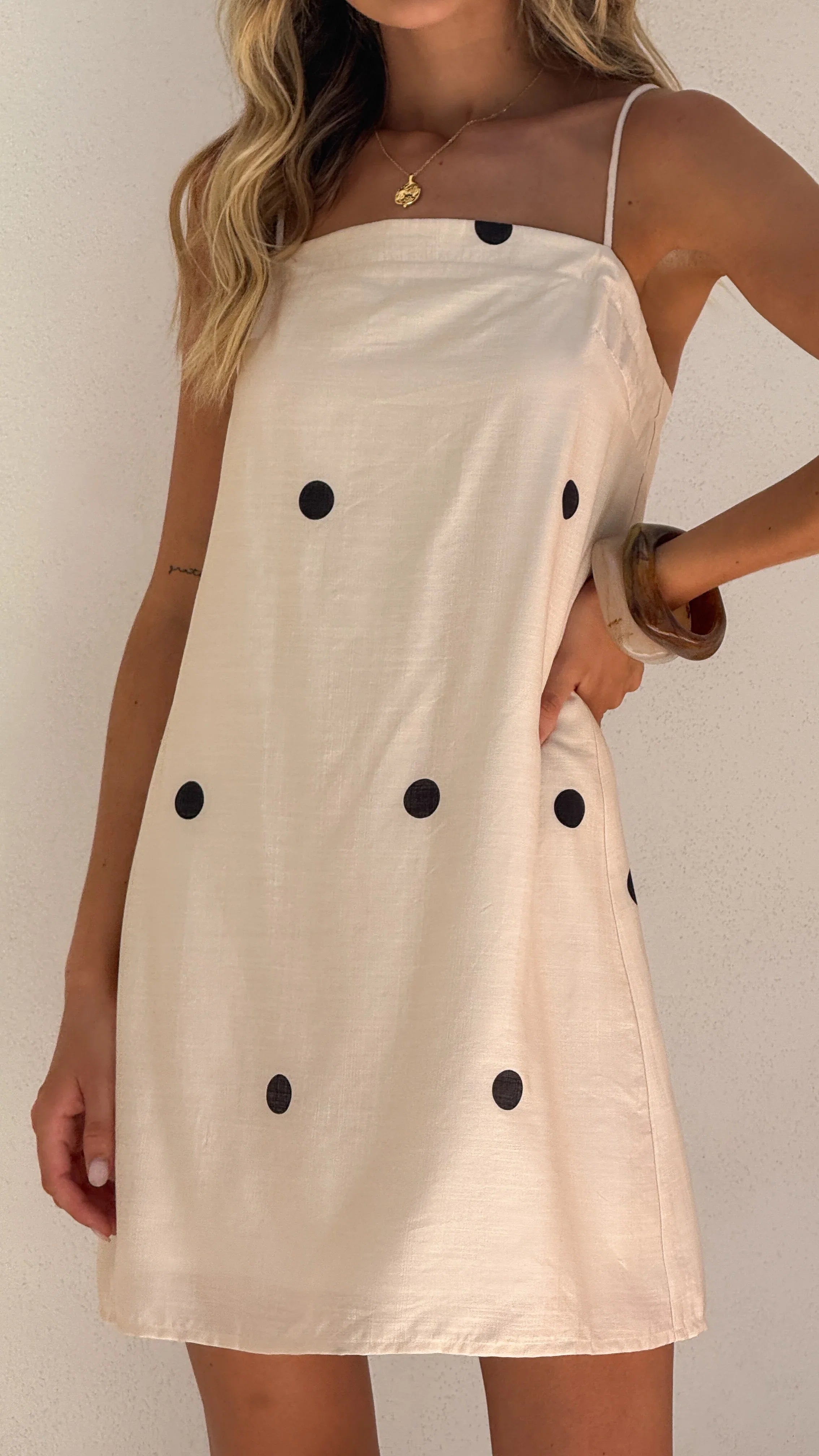 Nalu Mini Dress Cream Polka