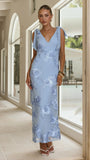 Usha Tie Strap Maxi Dress Light Blue