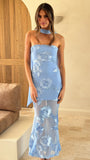 Veya Strapless Maxi Dress Blue