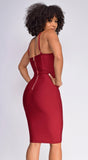Nelinha Gold Button Bandage Dress Wine