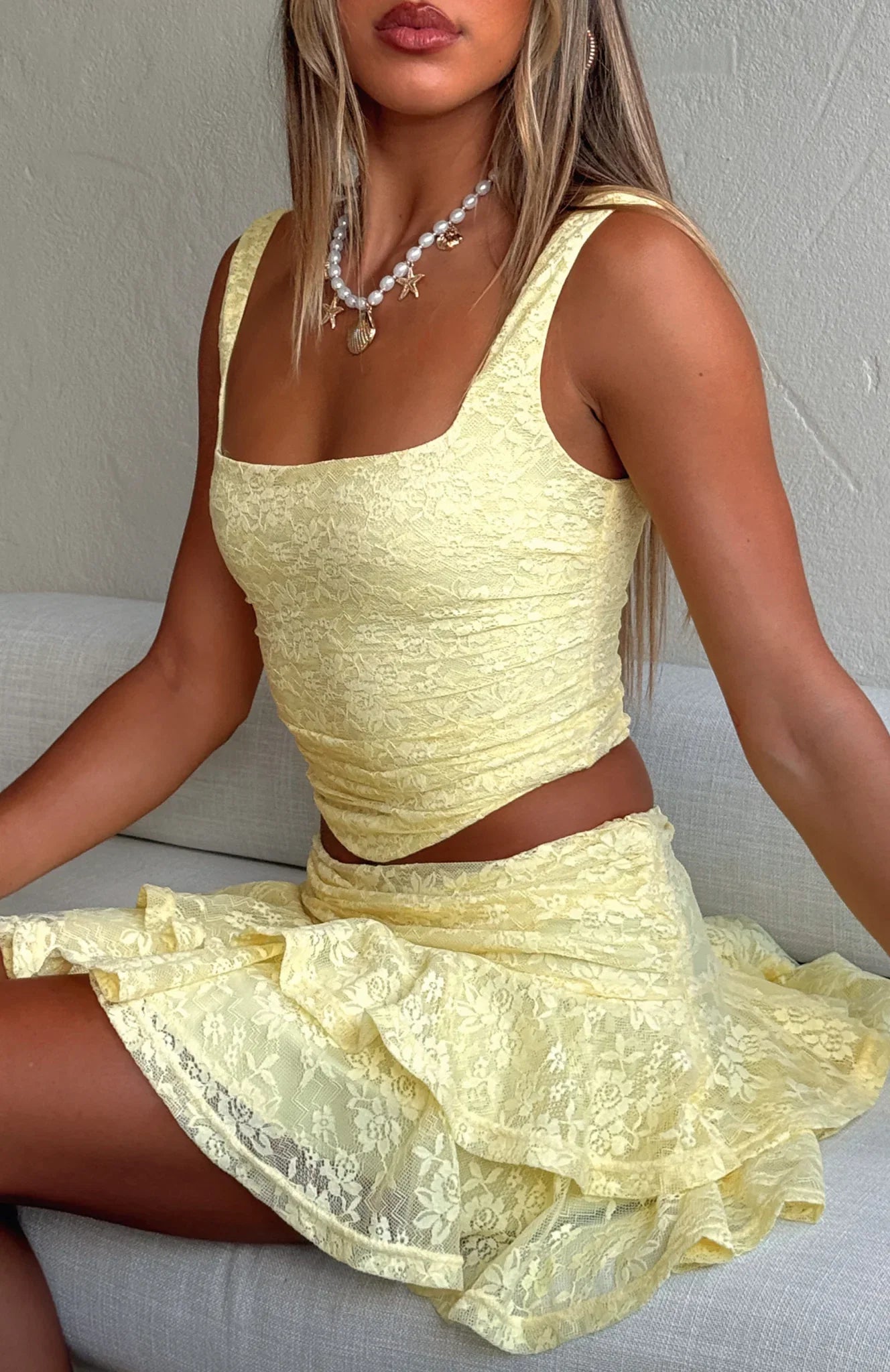 Lets Have Some Fun Lace Bustier Lemon