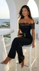 Bellamora Lace Off Shoulder Jumpsuit Black