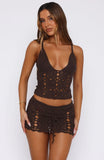 Im Ready Now Crochet Mini Skirt Chocolate