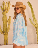 Wave Chaser Geometric Print Button Down Top