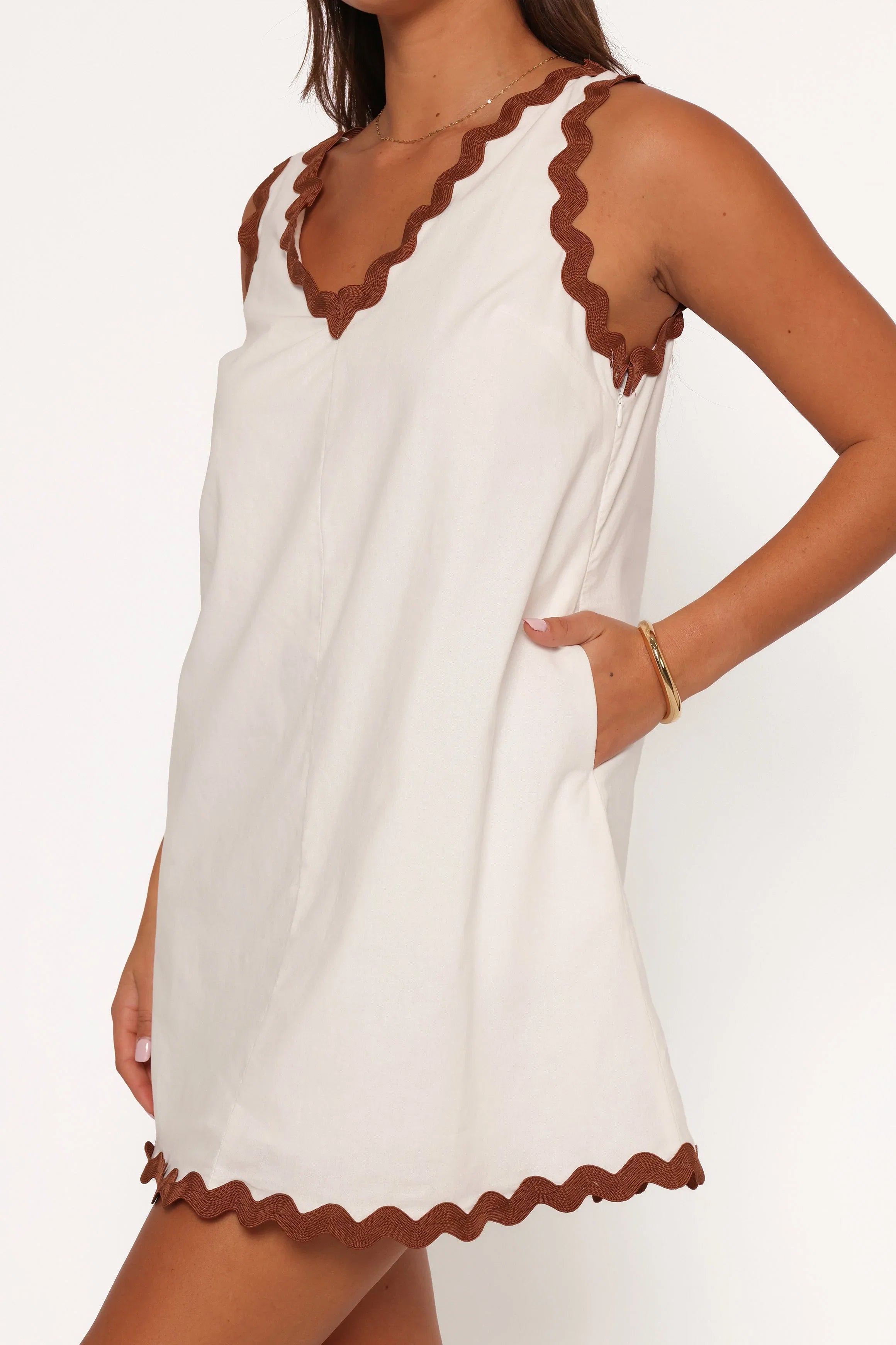Calliope Mini Dress White Tan