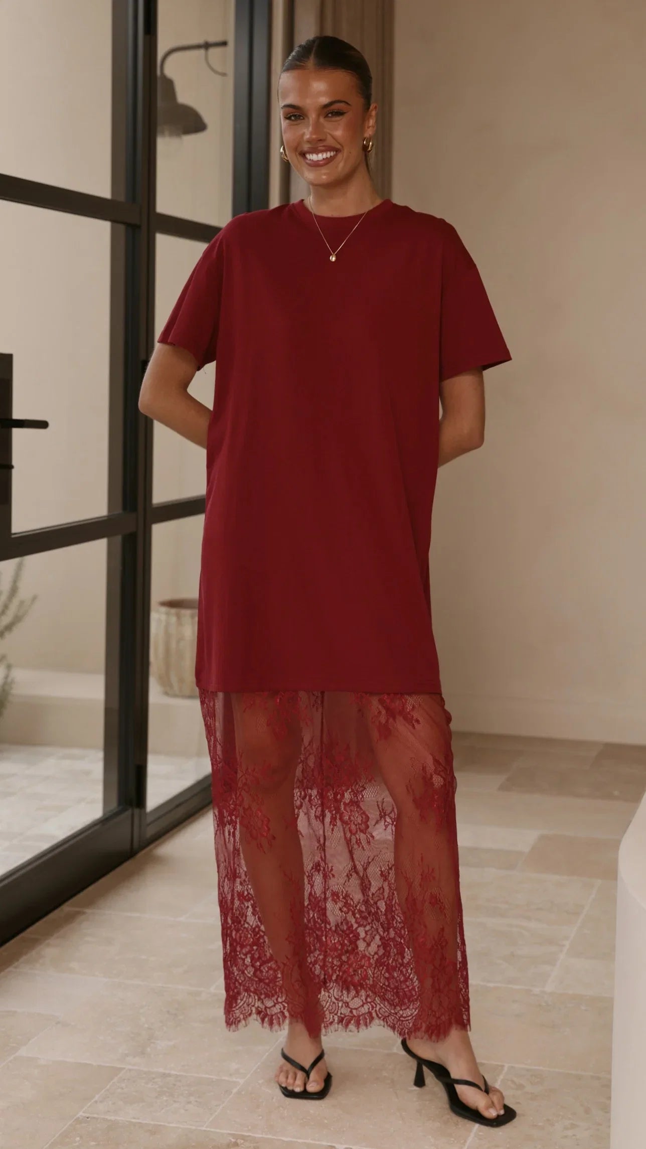 Adora T Shirt Maxi Dress Wine