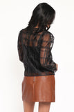 Peony Long Sleeve Sheer Top with Cami Black
