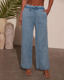 Francie Pleated Chambray Pants