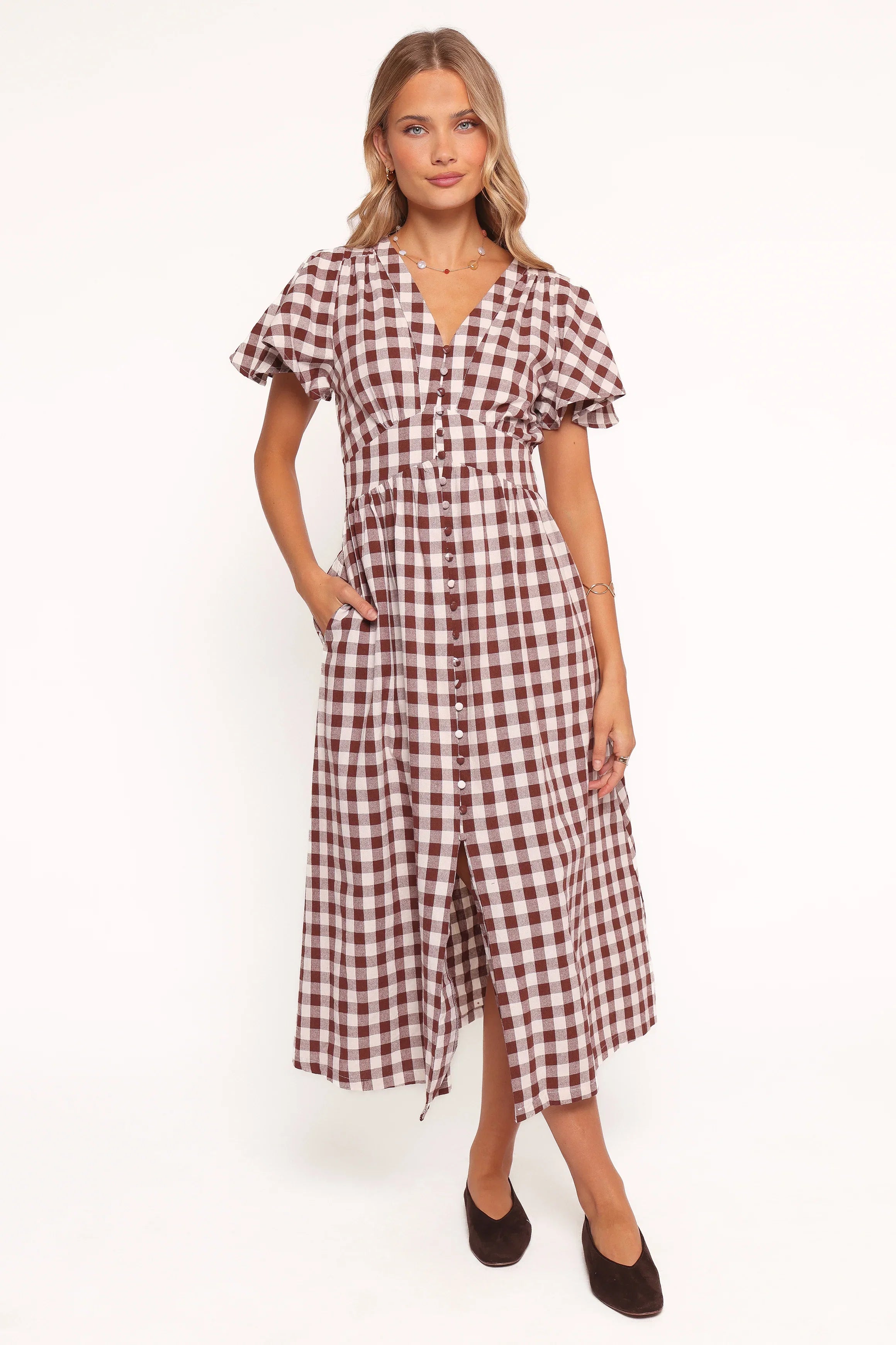 Robinson Maxi Dress Brown Gingham