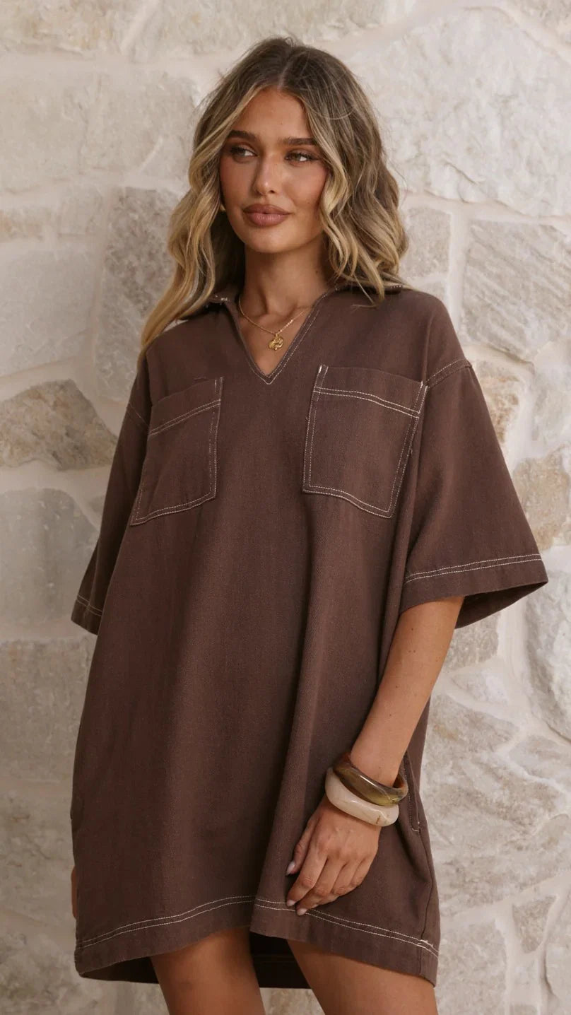 Ilia Denim Mini Dress Chocolate