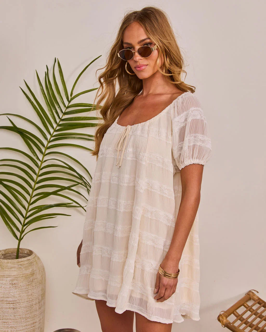 Airy Daydream Chiffon Babydoll Mini Dress