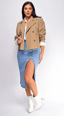 Devin Cropped Trench Jacket Beige