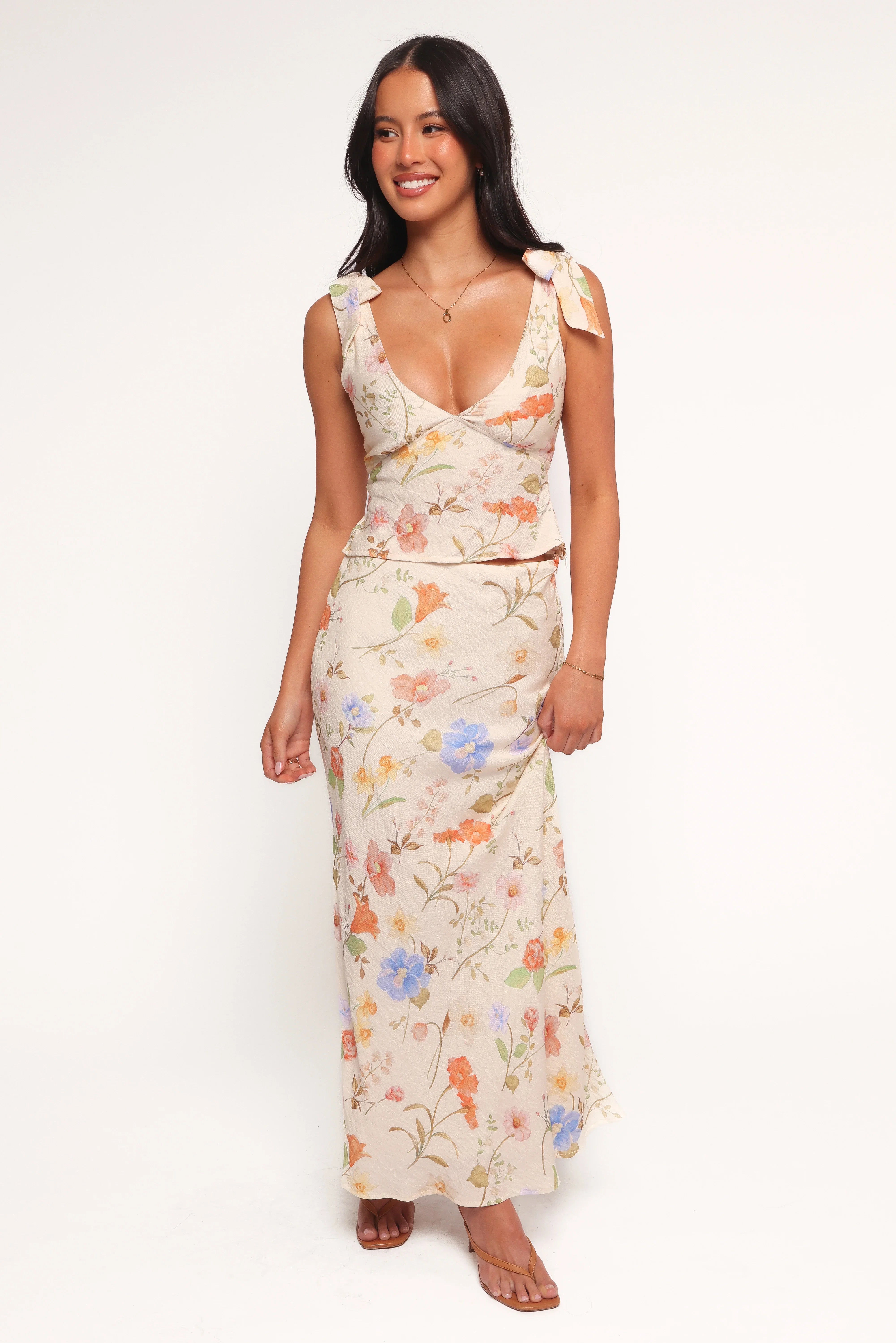 Kedra Tie Shoulder Top Floral