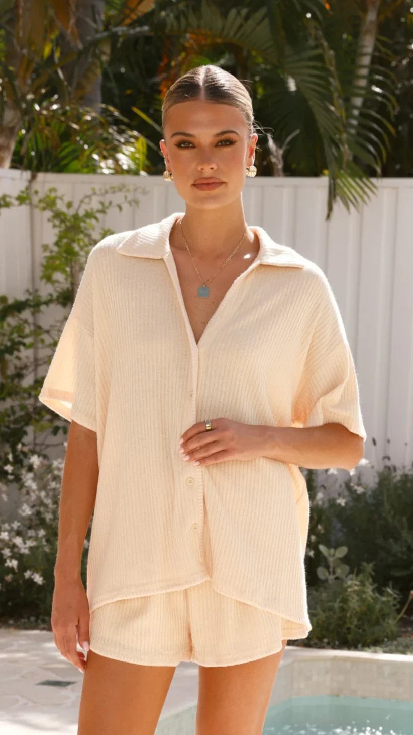Eden Knit Top and Shorts Set Yellow