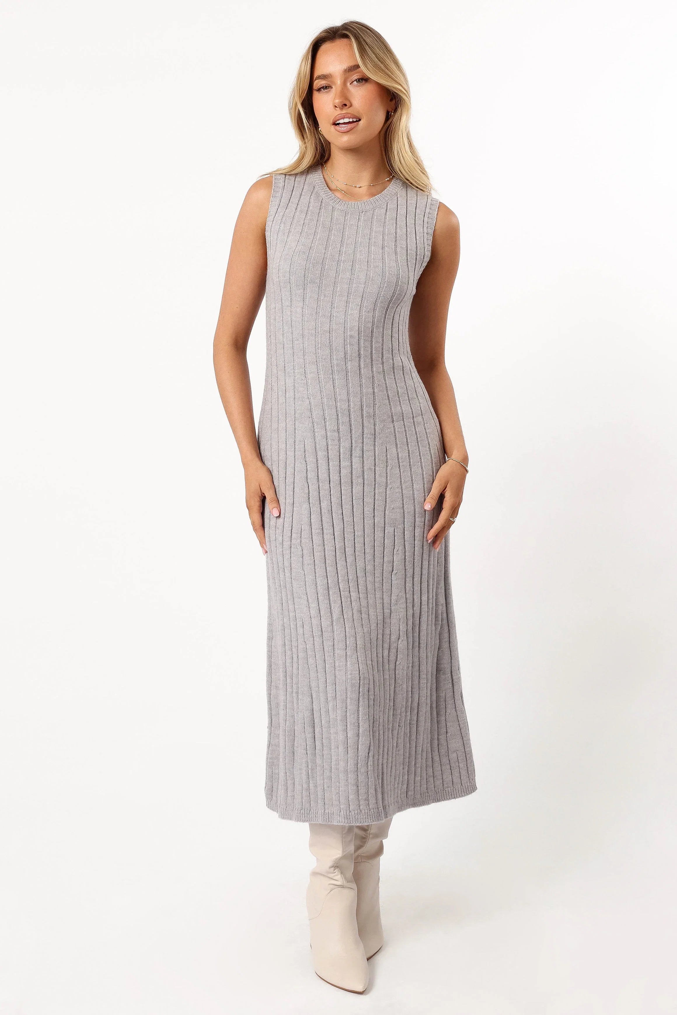 Kellie Knit Midi Dress Grey