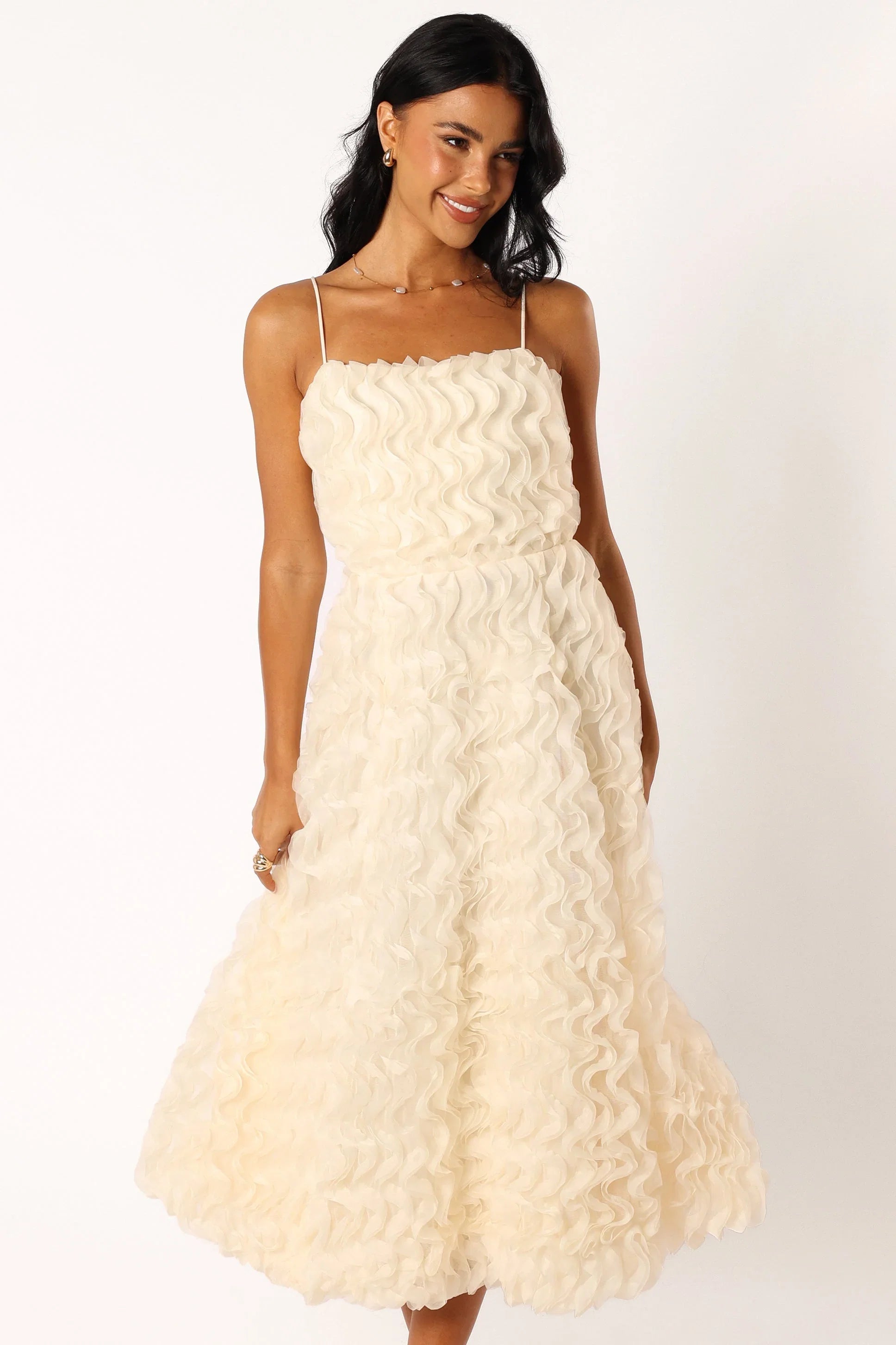 Kade Textured Midi Dress White