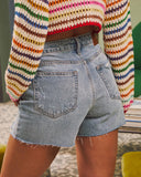 Stassi High Rise Distressed Mom Jean Shorts