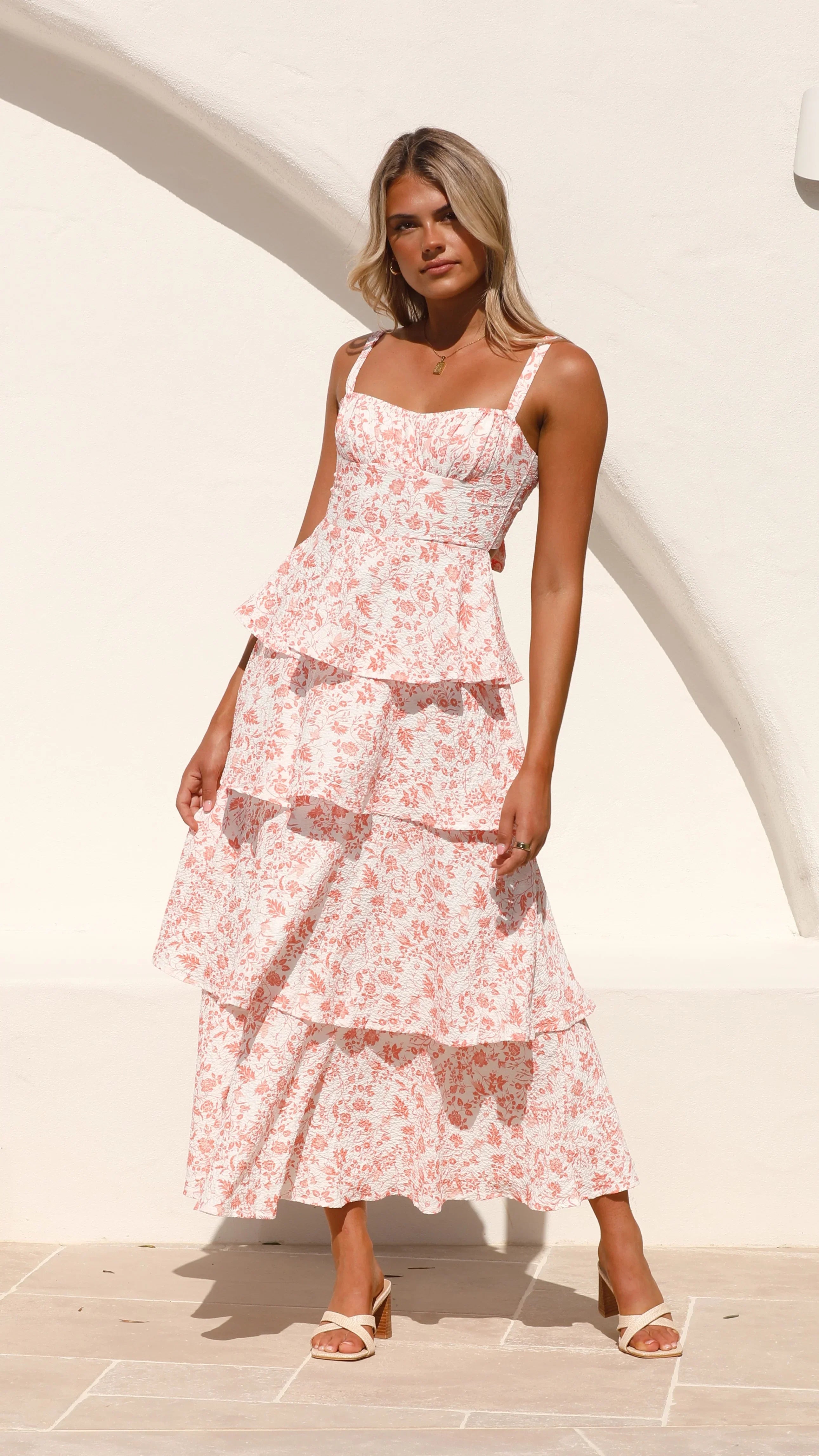 Page Maxi Dress Peach Floral