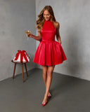 Anesa Satin Halter Mini Dress